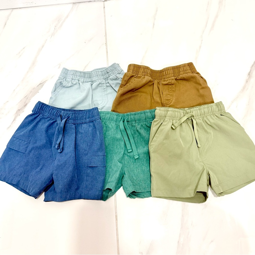 2 Kids Cotton & 3 Polyester Drawstring Shorts 12‎ M
